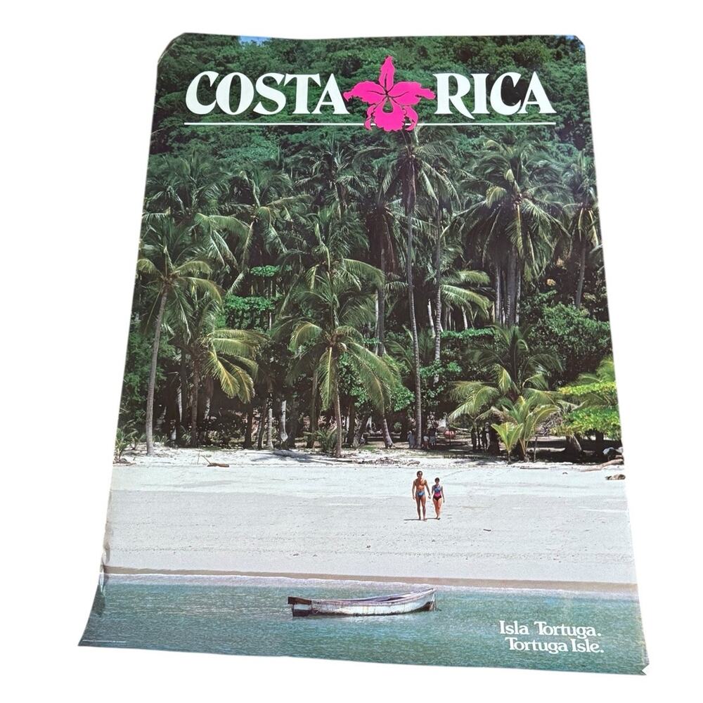 VTG Costa Rica Travel Poster Isla Tortuga Beach Tropical‎ Tourism Original READ